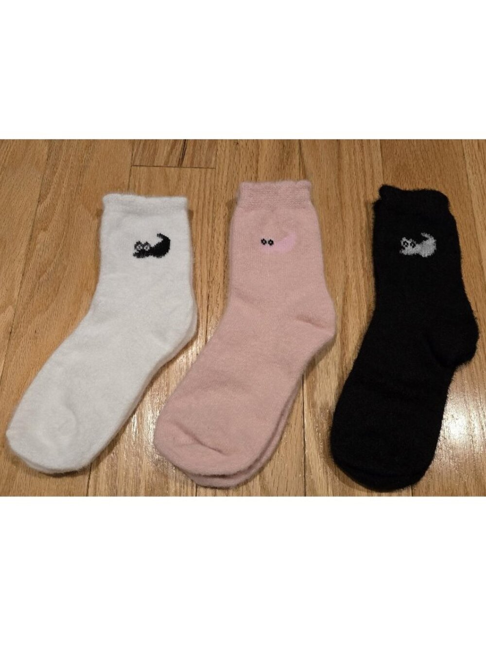 3-Pack Women's Fuzzy Plush Winter Fluffy Cozy Warm Cute Cat Crew Socks Mix Set